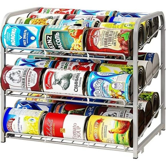 AIYAKA Stackable Can Rack Organizer 3 Tier Pantry Cabinet Food Storage Shelf - Picture 8 of 8